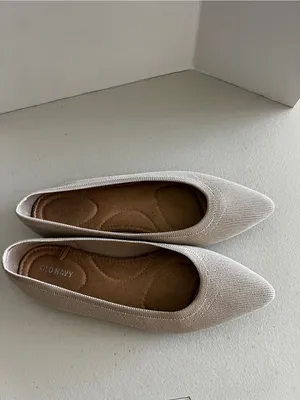 Old Navy Soft-Knit Pointed-Toe Ballet Flats Size 8 cream Beige Comfy Stretch thumbnail 7
