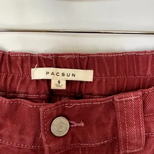 Pacsun bright red denim cargo pants elastic waist women's size‎ small cotton thumbnail 4