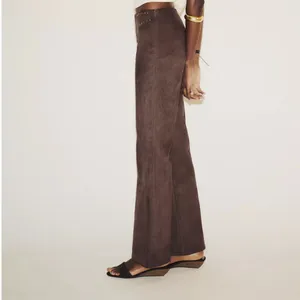 Zara NWT brown studded faux suede embellished pants thumbnail 6