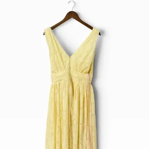 Lulus Sweet Sophistication Light Yellow Burnout Floral Maxi Dress size M NWT thumbnail 6