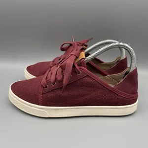 Olukai Shoes Women Size 7.5 Maroon Burgundy Knit Mesh Sneakers Coastal Pehuea Li thumbnail 6
