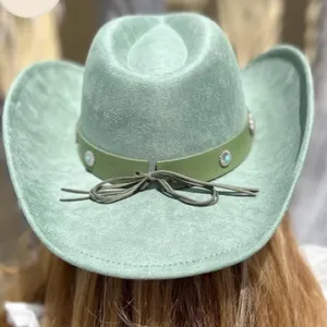 Casey Faux Green Suede Cowboy Hat With Concho Band thumbnail 3
