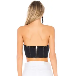 REVOLVE x LPA Denim Bustier Strapless Top thumbnail 3