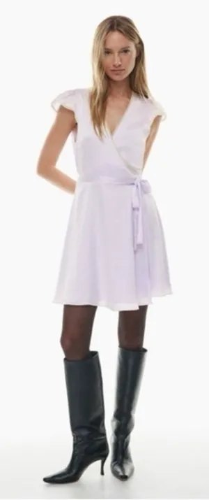 Aritzia‎ Wilfred Mademoiselle Dress Ice Lavender Satin Wrap S thumbnail 1