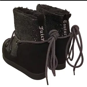 Juicy Couture MAREEN Wedge Booties Shoes Black Glitter Women’s Size 7M scuffed thumbnail 1