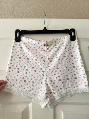 Pink Floral Lace Trim Rosette Tank & Short Set thumbnail 5
