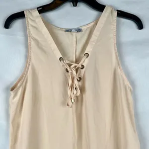 Iris Cream Sleeveless Lace Up Tank Top Medium thumbnail 2