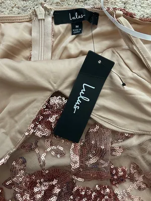 Lulu's NWT Rose Gold Sequins Floral Spaghetti Straps Maxi Dress **Size M** 🌸🌸 thumbnail 8