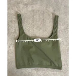 Women's Free People Green Seamless Square Neck Crop Tank Top M thumbnail 3