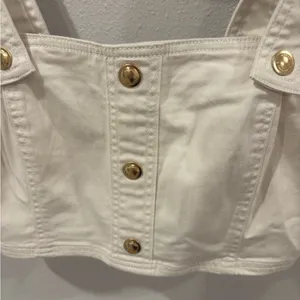 Michael Kors Women's Cream Cropped Button-Front Tank Top size‎ Small thumbnail 6