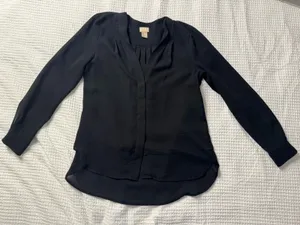 H&M Black Sheer Blouse Women's Size 2 Old Money Work Career Clean Girl thumbnail 1