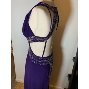 Betsy and Adam purple long dress with sequence size 8 thumbnail 3