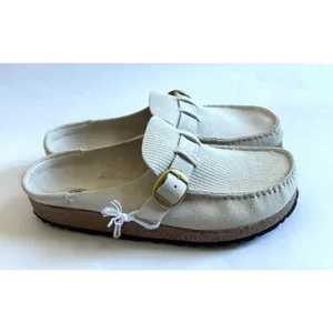 Birkenstock Buckley Suede Ribbed Leather Support Clog Sand Cream Size 9 (40) NEW thumbnail 3