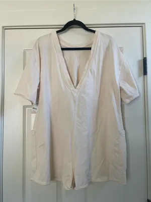 NWT Women’s Free People FP Movement Hot Shot Tee Romper Bleached Clay Size S thumbnail 7