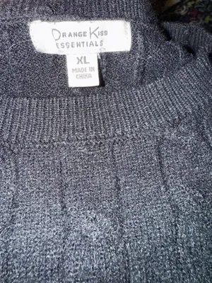 Orange kiss essentials xl cable knit cropped black sweater thumbnail 2