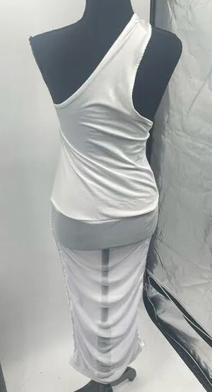 White coverup dress mesh size small‎ light stain on the shoulder thumbnail 1