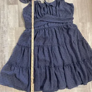 NWT Altar’d State navy blue dot babydoll dress size Large thumbnail 8