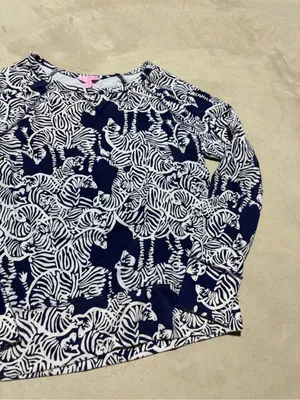 Lilly Pulitzer Navy Zebra Print Long Sleeve Top medium thumbnail 5