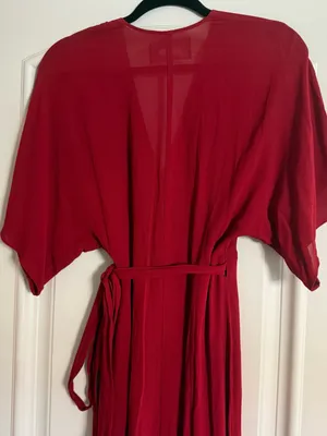 Reformation Winslow Red Wrap Maxi Dress with Tie Waist thumbnail 5