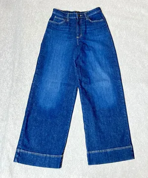 Y2K Lee High Rise‎ Wide Leg Jeans Dark Wash Denim Retro Indigo size 29 Boho thumbnail 1