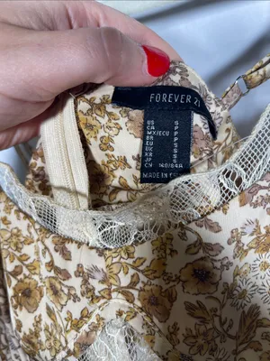 Forever 21 Womens Yellow Floral Slip Lace Mini Dress Small thumbnail 3