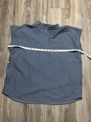 Figs Mandarin Collar Cap Sleeve Top in Slate Blue thumbnail 4