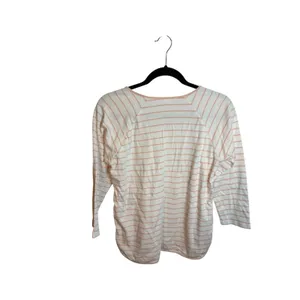 Lake Baby Pink Striped Pima Cotton Long Sleeve Pajama Top thumbnail 2