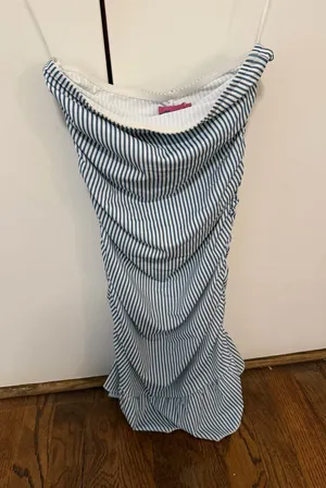 Edikted Blue and White striped mini dress XS thumbnail 1