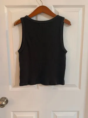 Madewell Waffle Knit Scoop Neck Crop Tank Dark Grey Medium thumbnail 7