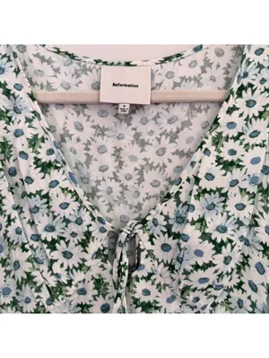 Reformation Miri Floral Tie Front V-Neck Top thumbnail 6