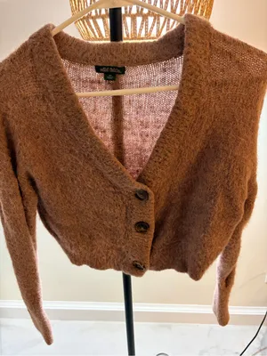 wild fable Cozy purple Fuzzy Cropped Button Cardigan thumbnail 1