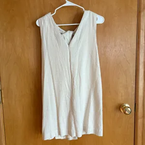 Sunday in‎ Brooklyn Shift Dress Womens Small Beige Linen Blend Knot Front V-Back thumbnail 2