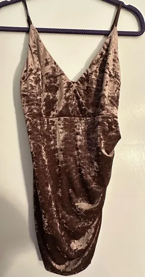 Forever 21 Vintage Y2K Velvet Slip Ruched Mini Dress Mauve V-Neck Bodycon nwt med thumbnail 1