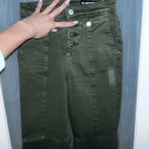 Blank NYC Delancey Button Fly High Waist Wide Leg Green Pants Jeans Size 24 thumbnail 2