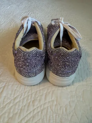 Betsey Johnson Silver & Purple Rhinestone Platform Sneakers thumbnail 4