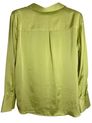 Maison d’Amélie Paris Lime Green Satin Button Down Blouse size L thumbnail 2