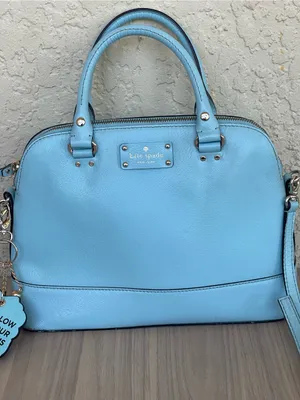 kate spade Baby Blue Leather Dome Satchel with Crossbody Strap thumbnail 2