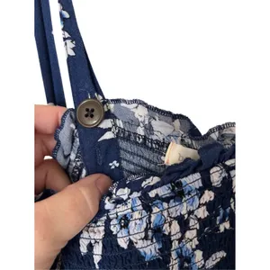 Band Of Gypsies Tiered Ruffle Mini Dress Blue Floral Large thumbnail 8
