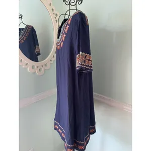 Anthropologie‎ Mur Mur Embroidered Short Sleeve baby doll Medium Navy NWT thumbnail 4