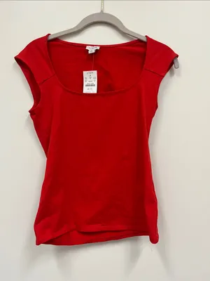 New with tags J. Crew Red Scoop Neck Cap-Sleeve Tank size S thumbnail 1
