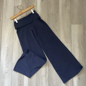 Edikted Foldover Pants cotton wide leg womens Navy Blue (xsmall) yoga athleisure thumbnail 3