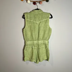 NWT Young Fabulous & Broke Hudson green linen blend cargo romper thumbnail 8