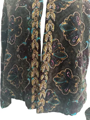 CHICOS Velvet Beaded Jacket Blazer Size Chicos 1 US M 8 thumbnail 3