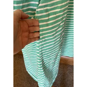 Garnet Hill Dress Womens 12 Green‎ White Striped Cotton Casual Nautical Coastal thumbnail 4