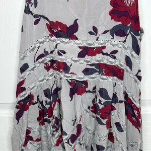 Free People Grey Floral Voile and Lace‎ Trapeze Slip Dress Size S thumbnail 6