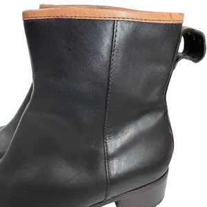 Timberland Bootie Sz‎ 9 M Flora Black Leather Stacked Heel Floral Laser Cutout thumbnail 5