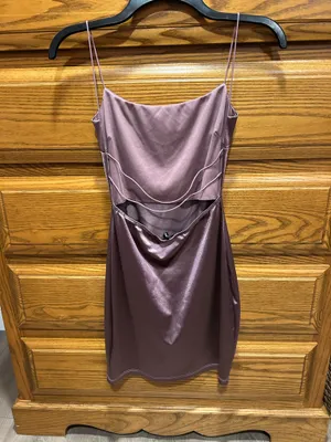 Windsor Satin Cowl Neck Slip Dress in Dusty Mauve, M thumbnail 3