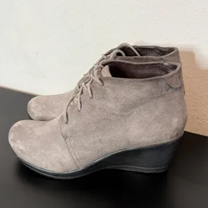 Dansko Suede Leather Lace‎ Up Wedge Ankle Boots Gray Women 41 US 10.5 11 thumbnail 4