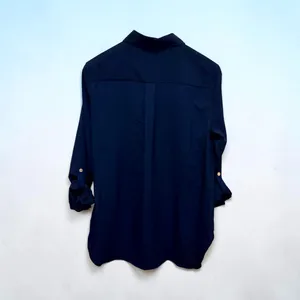 Tommy Hilfiger Women's Core Shirting Navy Button-Down Long Sleeve Blouse thumbnail 4
