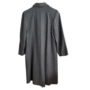 Vintage Wool Double Breasted Overcoat Longline Notched Lapel Grey Sz 16 Classic thumbnail 3